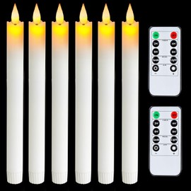5plots Real Wax Flameless Taper Candles, 9.6 Inches Led Candlesticks with 3D Wick, Flickering Flame Battery Operated Candles for Wedding Christmas Decor, 6Pcs