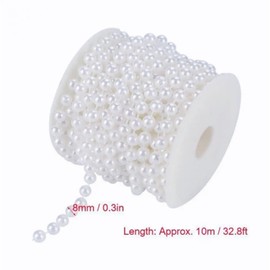 ZUJIACUN 33ft / 10m Long Christmas Bead Wreath Artificial Pearl Bead Chain Christmas Tree Wreath Chain Decorative Christmas Tree Holiday Wedding Party DIY Decorating Supplies