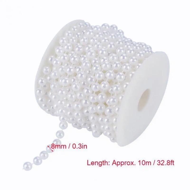 ZUJIACUN 33ft / 10m Long Christmas Bead Wreath Artificial Pearl