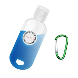 Kare & Kind Clear Portable Travel Bottles - 4x Empty Bottles with Flip Top Caps, 4x Carabiner, 1x Sticker Label Sheets - up to 50 ML -For Hand Sanitizers, Disinfectant Alcohol, Liquids, Toiletries