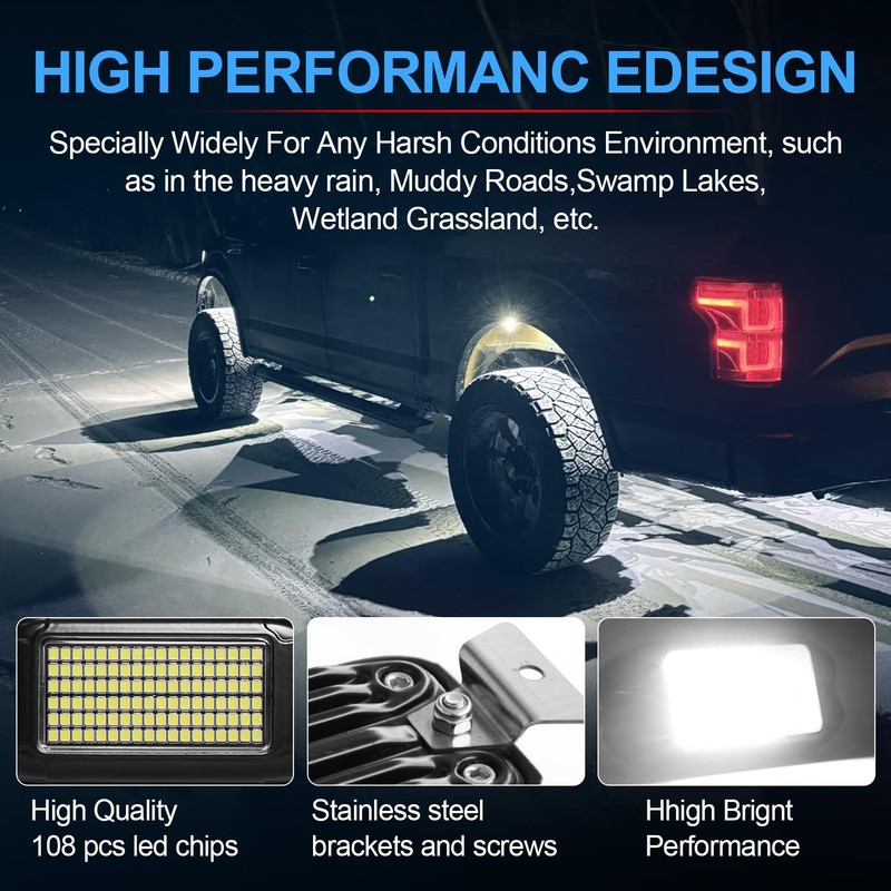 Nicoko 108 High-Power LEDs per Pod 4Pods Pure White Rock