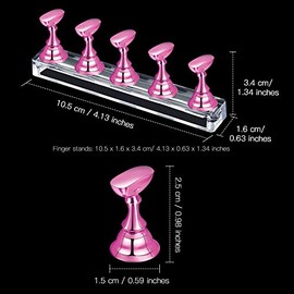 6 juegos de puntas de uñas soporte de acrílico puntas de la práctica soporte magnético para uñas de arte de manicura, soporte de entrenamiento de dedos para DIY salón de uñas (rosa claro)