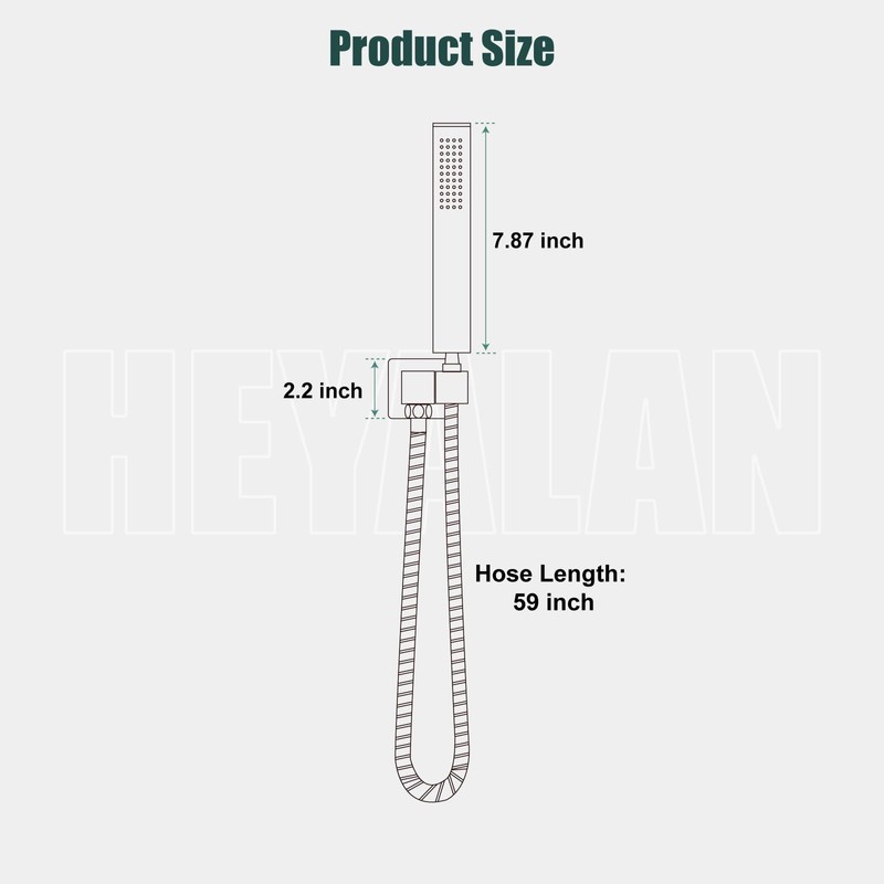 Heyalan SUS304 Stainless Steel Handheld Shower Wand High Pressure Luxury