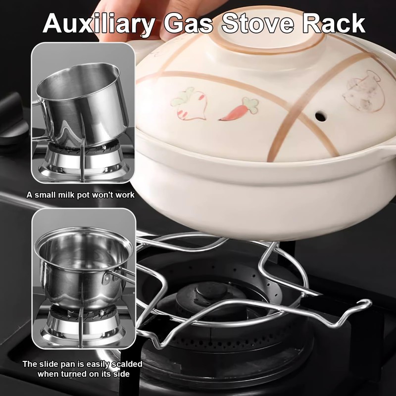 2-Piece Gas Stove Ring Reducer Trivet, Durable Silver Gas Cooker