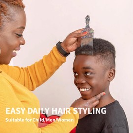 Stainless Steel Afro Pick Hair Comb for Hair Styling, Afro Hair Picks for Women, Durable and Lightweight Afro Comb (K2)