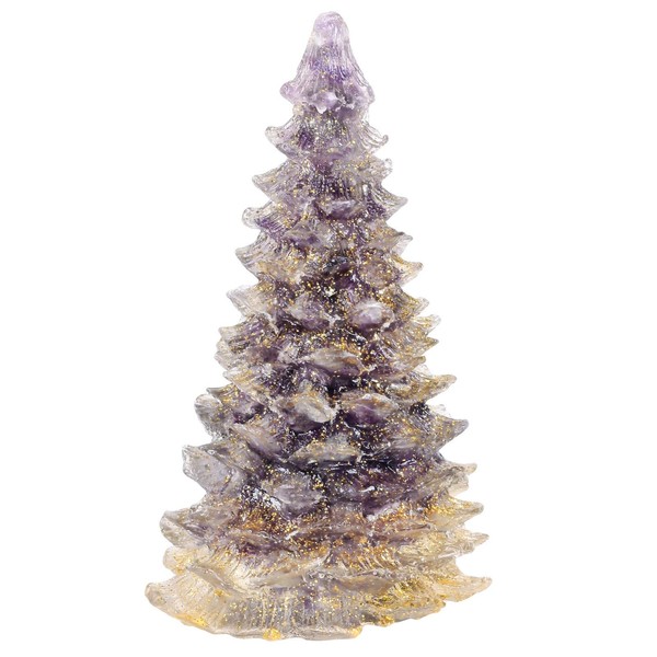 Amogeeli Reiki Healing Stone Christmas Tree Figurine For Desk Ornament, Energy Crystal Pine Tree for Home Decor