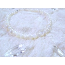 Kanoishi ∞ [Shines Your Arms, Brings Good Match, Happiness, Charm for Happiness] Mother of Pearl Bracelet, Women's, Men's, Natural Shells, Natural Shell, Natural Stone, 0.2 inches (4 mm) (For