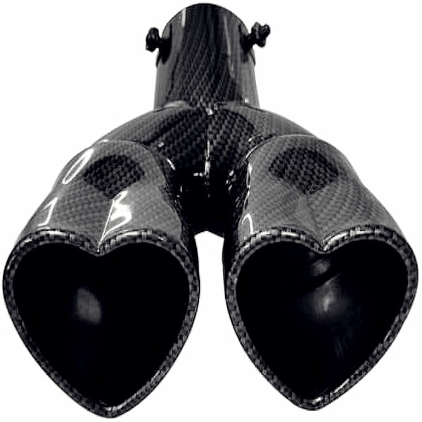 CREHNIL Carbon Fiber Heart Shaped 2.5 Exhaust Tip Bending Muffler