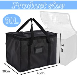 Shatore Large Food Delivery Bag, Insulated Thermal Bag for Hot and Cold Food, 43x30x31CM Portable and Durable, Ideal for Food Delivery Services and Catering