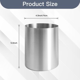 IMEEA Small Silver Utensil Holder for Kitchen Counter - 4.3" Diameter, SUS304 Stainless Steel Metal Utensil Holder for Countertop