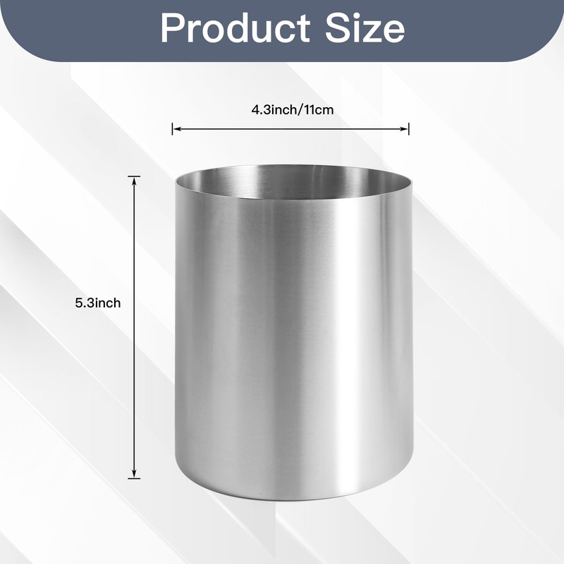 IMEEA Small Silver Utensil Holder for Kitchen Counter - 4.3"