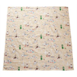 Moomin Multi Gauze Blanket, Made in Japan, Double Layered Gauze, Swaddle, Nursing Cape, Throw, 39.4 x 39.4 inches (100 x 100 cm) (Beige)