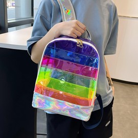 QUINTRA New Multipurpose Backpack Women Transparent Fairy Jelly Bag Kids Backpacks Boys 2, purple, One Size