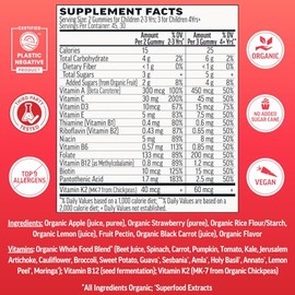 Llama Naturals Kids Multivitamin Gummies | Real Fruit, No Added Sugar Cane | Organic Vegan Toddler Whole Food Vitamins | Vitamin D, C & Beta Carotene 