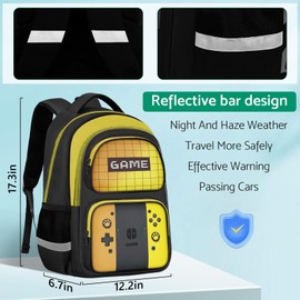 JIRAIKEI Kids Backpack for Boys,Gamer Boys Backpack for Children Teens Elementary Middle School,Game Bookbag Ages 6-18,School Bookbag Travel Back Pack,17″ Large Capacity