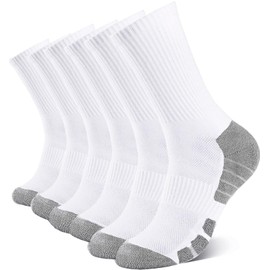 COZY CORE 6 Pairs Athletic Socks Cotton Cushioned Crew Running Socks for Men/Women,Sport Calf Socks Performance Cushioned & Breathable for Running Sports Training Hiking Gym Tennis