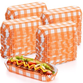 Nicunom 500 Pcs Paper Hot Dog Trays 6 Inch, Small Disposable Paper Food Trays Paper Food Boats Fluted Paper Hot Dog Holder for Concession Stand Takeout Party Picnic Serving Supplies