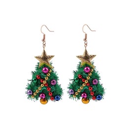 Christmas Tree Earrings for Women Colorful Xmas Elk Drop Earrings Handmade Red Green Festive Holiday Earring