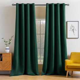 MIULEE Christmas Dark Green Blackout Curtains 96 Inches Long for Bedroom Living Room Thermal Insulated Room Darkening Grommet Top Solid Light Blocking Drapery Set of 2 Window Panels Hunter Green