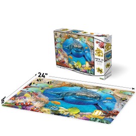 Prime 3D Peek-A-Boo Shark Puzzle – 500 Piece 3D Lenticular Ocean Jigsaw for Adults & Families, 24"x18" Underwater Activity, Howard Robinson Gift