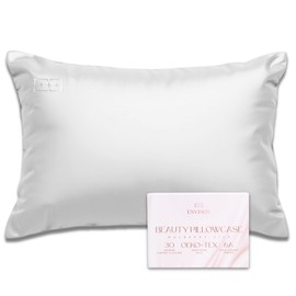ENVISKIN 100% Mulberry Silk Pillowcase Infused with Silver Ions - Pure 30 Momme Grade 6A Fibers for Beautiful Skin and Hair - Cooling Pillow Case Protector with Zipper (Standard) Silver Color
