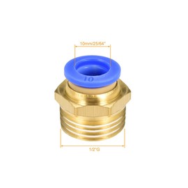 sourcing map Straight Pneumatic Push to Quick Connect Fittings G1/2 Male x 10mm Tube OD 5pcs