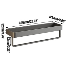 kaileyouxiangongsi Bathroom Shelves Wall Mounted, Floating Shelf with Towel Bar, 2 Tier Bathroom Wall Organizer with Hooks (Gray)