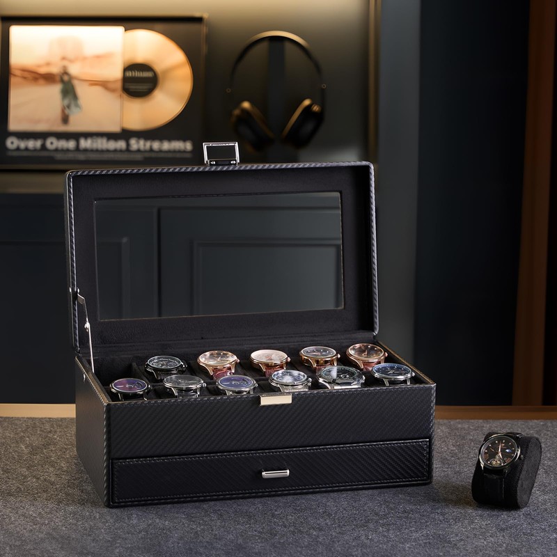 ProCase 12 Slot Watch Box for Men, Jewelry Organizer Box