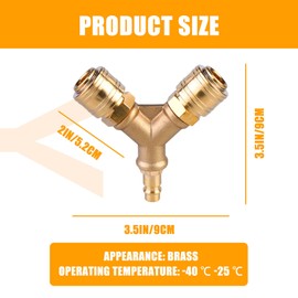 Compressed Air Distributor, 2-Way, Compressed Air Switch with Male Thread, 1/4 Inch Air Hose, Quick Coupling Distributor, NW 7.2 Compressed Air Coupling with Couplings, Brass Compressed Air