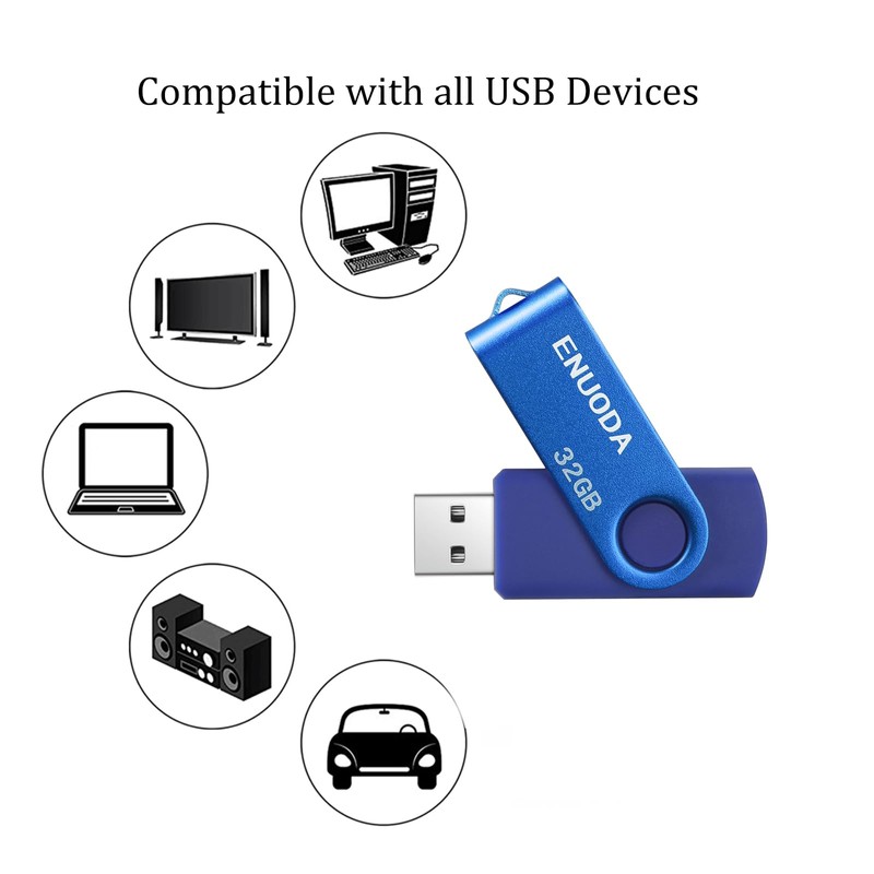 ENUODA Memory Stick 32GB USB 2.0 Flash Drives Swivel Design