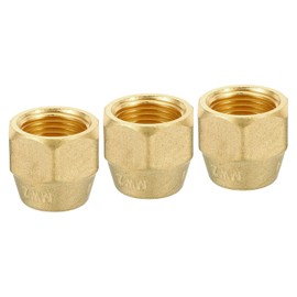 sourcing map Brass Flare Nut, 1/2" Flare Female Flared Tube Fitting Nut Connector Adapter for HVAC Air Conditioner, Pack of 3