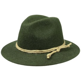 Lipodo Tyrolean Mountain Hat Women/Men - Traditional Hat on Wool Felt with Cord - Hiking Hat Made in Italy - Hat Autumn/Winter - Traveller Hat Olive XL (59-60 cm), olive