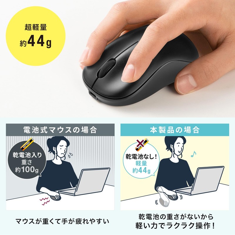 サンワサプライ BluetoothブルーLEDマウス（充電式） MA-BBRC312BK