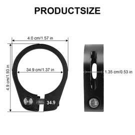 LICQIC 34.9 mm Bike Seat Post Clamp for MTB Bike Road Bike Casual Bike (Black)