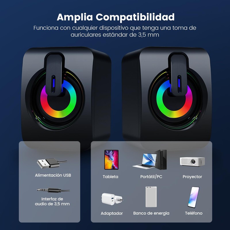LENGSIDA Bocinas para PC, Altavoces Multimedia USB para PC, Computadora,