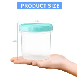 AskBed 4 Pack 16Oz (500ML) Freezer Storage Containers - airtight Plastic Food Storage with Twist Top Lids