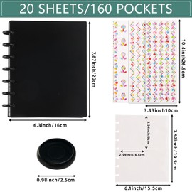 Photocard Binder A5 kpop binder Kpop Photo Card Binder Holder Ring Binder Book 20Pcs 3 Inch Inner Clear Sleeves Pages Idol Photo Album Business Cards Collect Photo Protectors 160 Cards（Black）