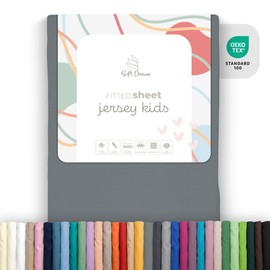 Fitted Sheet 100% Cotton Jersey - 80/200 - 80 x 200 cm, charcoal, 80 x 160 cm