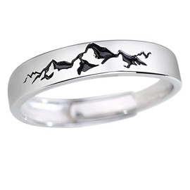 Helen de Lete 925 Sterling Silver Vow to the Mountain and the Sea Open Ring for Men and Women, Sterling Silver