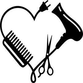 Hairdresser Hair Heart Salon Stylist Vinyl Decal Sticker (Black Gloss)