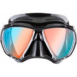 CRESSI Big Eyes Mask Black/380 UV Blue Orange Lens Unisex Diving and Snorkeling Mask, Black/380 UV Blue Orange Lens, One Size