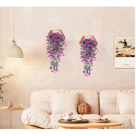 YIMINGJIN Artificial Fake Hanging Flowers Plants for Spring Decoration, 2PCS Silk Morning Glory Faux Flowers with Eucalyptus Leaves, UV Resistant Trailing Vines Outdoor Home Planter (Fuchsia)
