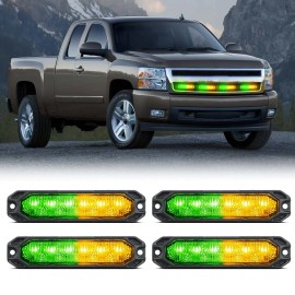 Nilight 6LED Amber Green lights 4 PCS 12V 24V for Cars Trucks Van Off Road