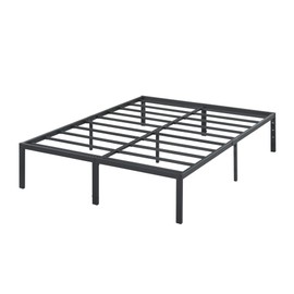 PrimaSleep 18 Inch Tall Heavy Duty Steel Slat Bed Frame/Anti-Slip Support/Easy Assembly Mattress Foundation/No Noise/No Box Spring Needed/California King/Black
