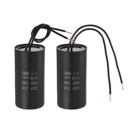 PATIKIL 45uf CBB60 Run Capacitor, 2 Pcs AC 450V 2 Wires 50/60Hz Motor Running Capacitor 89x44x89, Black
