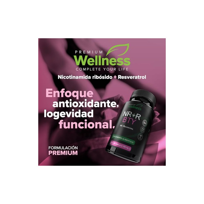Bty 180 Cápsulas Nicotinamida Ribósido Resveratrol Suplemento Mujeres Hombres Enfoque