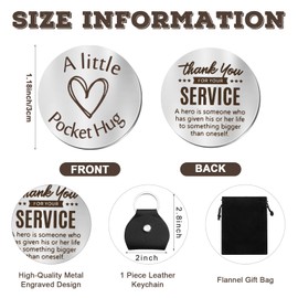Sureio Pocket Hug Token Long Distance Relationship Keepsake Stainless Steel Double Sided Inspirational Gift with Keychain(Veteran Gifts)