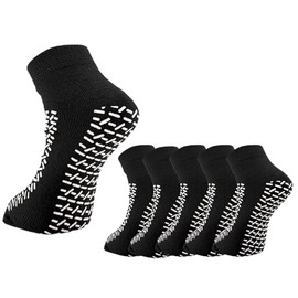 MediCounter Slipper Socks/Fall Prevention Socks - BLACK (6 Pairs) Size: One Size - As Used by NHS (6 Pairs of double tread socks)