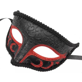 KBW Black Red Glitter Charming Masquerade Ball Mask Mardi Gras Unisex Classic Mask