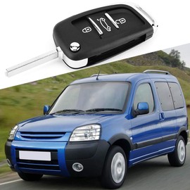 KIMISS Car Key Case 3 Button Key Fob Case Car Remote Key Case Key Fob Case Cover Car Key Fob Shell ABS Flip Key Case Key Shell Cover for Partner 306 407 (Black)